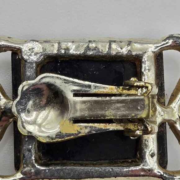 Vtg Pam Signed Quarter Moon Clip on Earrings 50s Mid-Century Celestial Whmsigoth - Picture 10 of 12